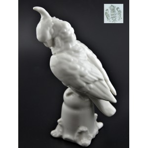  Papuga art deco biała Schaubach Kunst Turyngia 1926/53 19cm