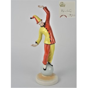 Klaun akrobata  na piłce styl art Deco Drasch lata 60te rzadka kolorystyka