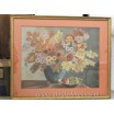 Jesienny bukiet kwiat&oacute;w pastel na kartonie E,Douard Francja 1970r 76/62 cm