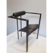 Krzesło Memphis &ldquo;Trix&rdquo; Karl Friedrich F&ouml;rster KFF Design Niemcy lata 80 czarne metal/ sk&oacute;ra.