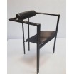 Krzesło Memphis &ldquo;Trix&rdquo; Karl Friedrich F&ouml;rster KFF Design Niemcy lata 80 czarne metal/ sk&oacute;ra.