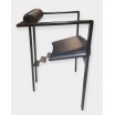 Krzesło Memphis &ldquo;Trix&rdquo; Karl Friedrich F&ouml;rster KFF Design Niemcy lata 80 czarne metal/ sk&oacute;ra.