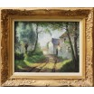 Olej na desce ,, Droga do fermy ,, Podpisany R . Ganip 44 Belgia 77/67 cm