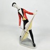 Muzyk jazzowy z wiolonczelą (kontrabasem), figurka w stylu Art Deco, J&aacute;nos T&ouml;r&ouml;k, Zsolnay Węgry lata 60te