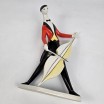 Muzyk jazzowy z wiolonczelą (kontrabasem), figurka w stylu Art Deco, J&aacute;nos T&ouml;r&ouml;k, Zsolnay Węgry lata 60te
