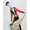 Muzyk jazzowy z wiolonczelą (kontrabasem), figurka w stylu Art Deco, J&aacute;nos T&ouml;r&ouml;k, Zsolnay Węgry lata 60te