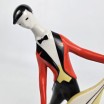 Muzyk jazzowy z wiolonczelą (kontrabasem), figurka w stylu Art Deco, J&aacute;nos T&ouml;r&ouml;k, Zsolnay Węgry lata 60te