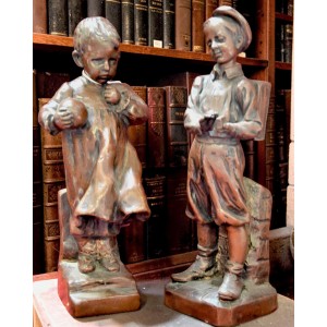 WYPRZEDAŻ Dziecko z piłką, balonem R. Aureli rzeźba pokryta brązem pocz.XXw