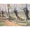 Wierzby nad rzeką olej na pł&oacute;tnie w bogatej ramie 103/85cm  XIXw 