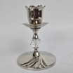 Świecznik, posrebrzany metal z kryształkiem, vintage z Danii koniec XXw wys.9,5cm