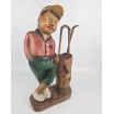 Vintage golfista rzeźba wykonana ręcznie z litego drewna wys. 53cm