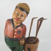 Vintage golfista rzeźba wykonana ręcznie z litego drewna wys. 53cm