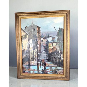 Pejzaż miejski, olej na płótnie podpisany Garhdez Paryż 73r 56/71cm