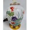 Lampa stołowa porcelana waza na imbir motywy florystyczne poł XXw  wys 27cm